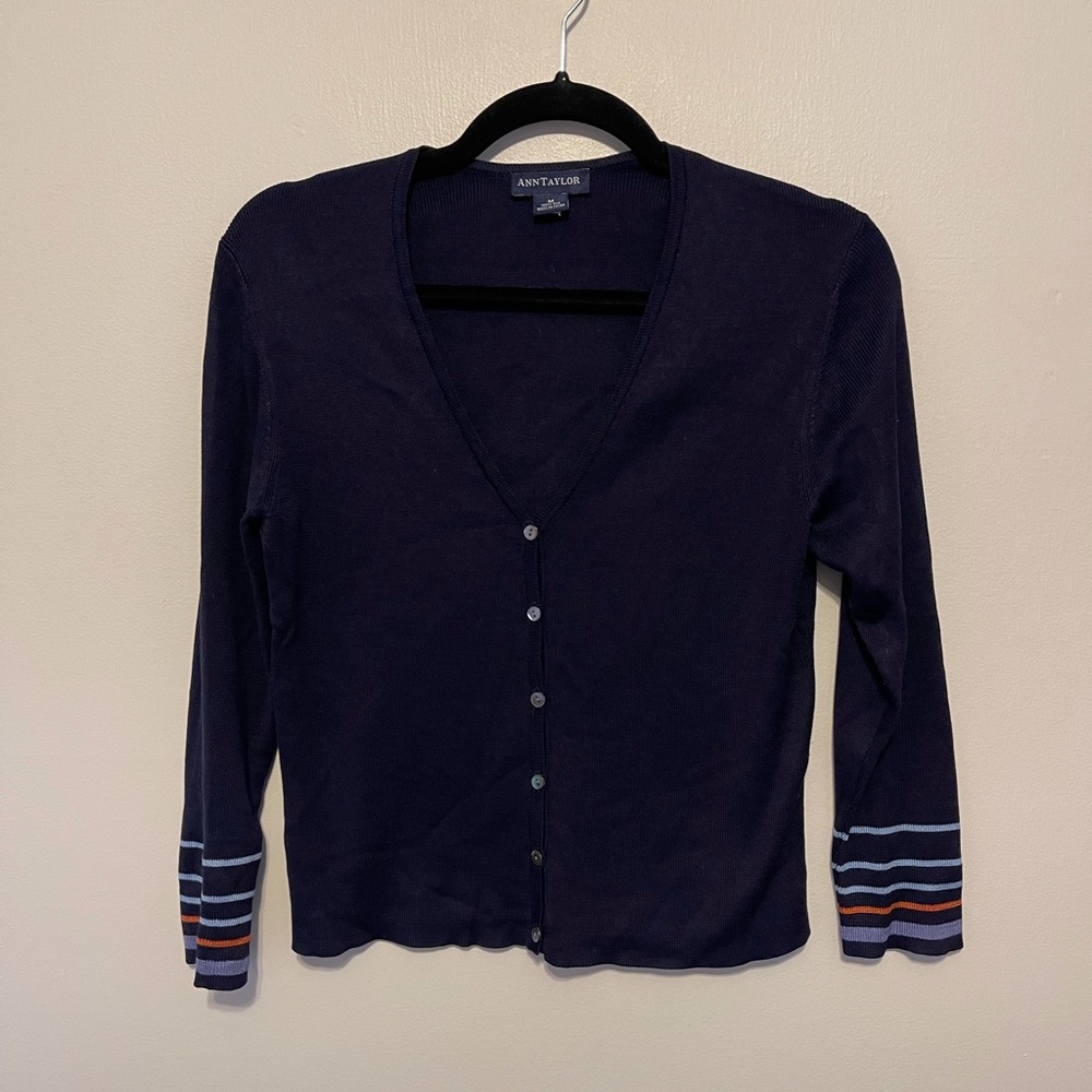 Ann Taylor Vintage 100% Silk Cropped Button Down Cardigan